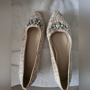 Simply Be Cream Embellished Flats
